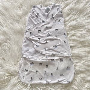 Newborn 0-3 month Halo Penguin Sleep Sack Swaddle Velcro Wrap  Blue White Gray